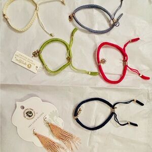 Spartina 449 Bundle: 5 Tassel Cord Bracelets & Beaded Tassel Earrings NWT/NWOT